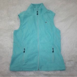 Vineyard Vines Womens Aqua Blue Full Zip Sleeveless Fleece Vest Size Small S